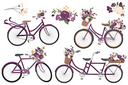 Plum Floral Bicycle Vector Clipart, an Illustration by Amanda Ilkov (Thumbnail 3 of 5)