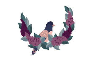 Round flower bird frame, vintage, an Object Illustration by the8monkey