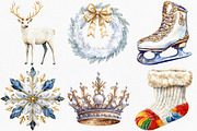 Watercolor White Christmas Clipart, an Illustration by Canvas Craft (Thumbnail 5 of 8)