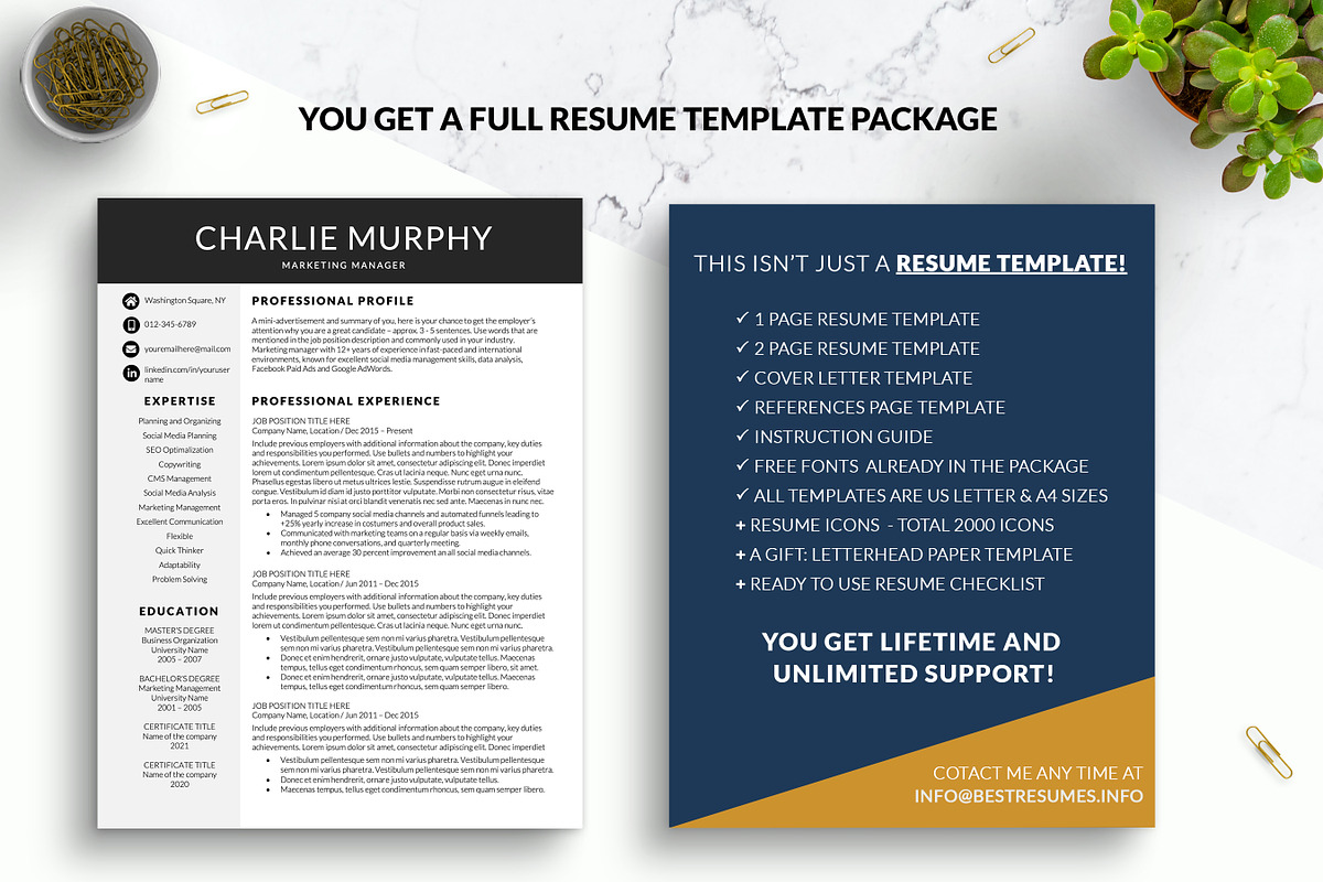 Modern CV Resume Template for Word, a Resume Template by BestResumes.Co (Photo 7 of 7)