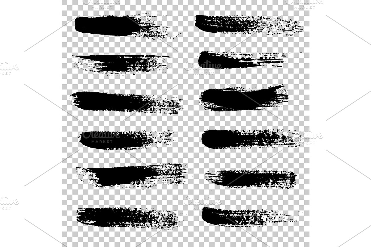 Set of black paint, ink brush strokes, brushes, lines., a Texture Illustration by Mila Di Art
