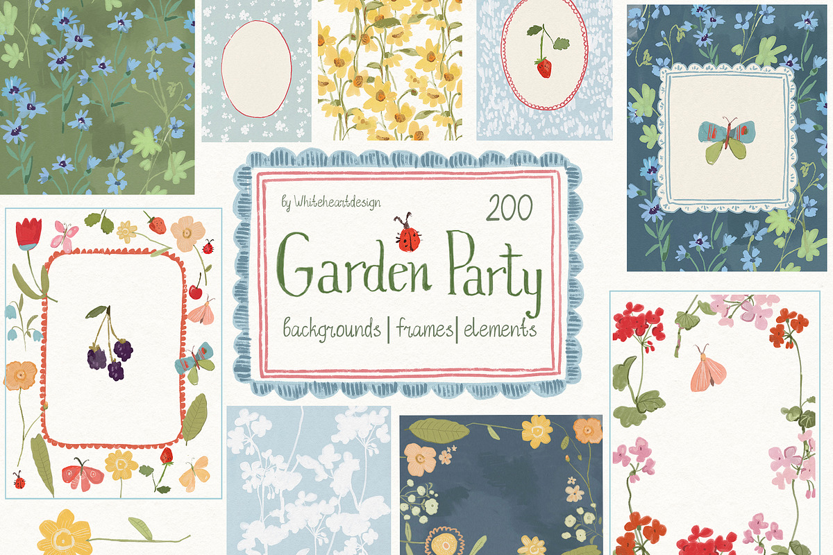 Whimsical Floral Backgrounds Frames, a Background Graphic by whiteheartdesign (Photo 1 of 20)