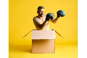 Shirtless man with boxing gloves, a Sports & Recreation Photo by Gladkov photography