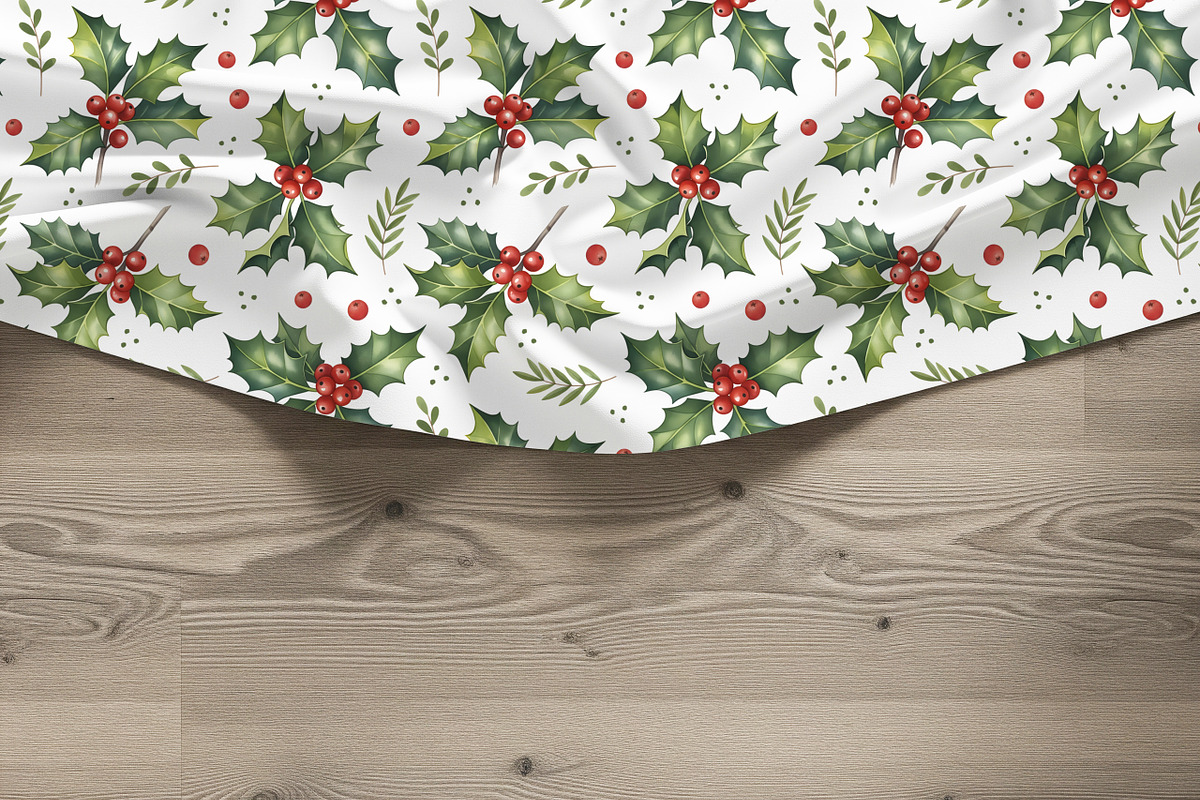 Christmas holly seamless pattern, a Pattern Graphic by Kreeya Art Shop (Photo 9 of 13)