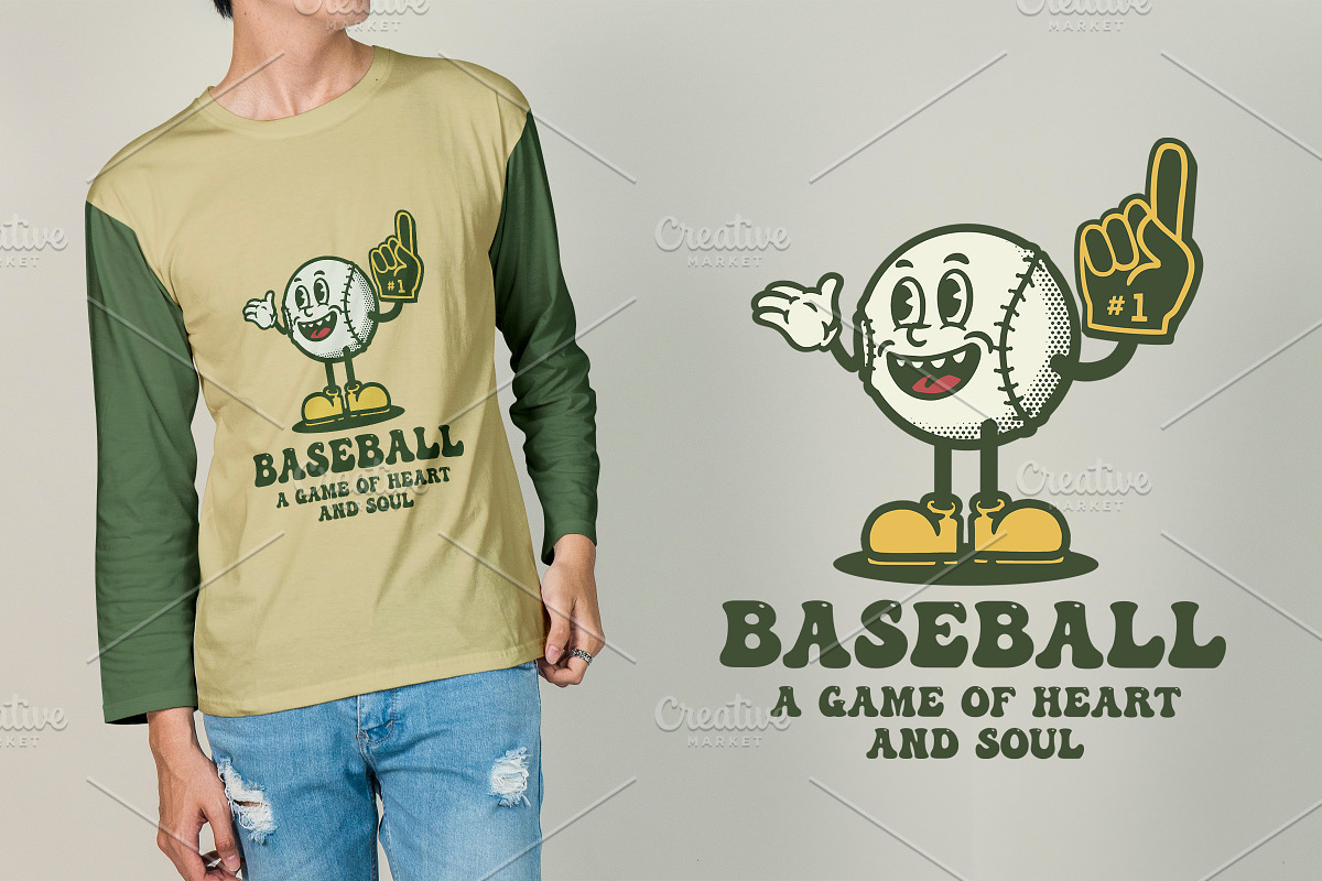 Baseball Cartoon Vintage, an Illustration by vectstudio (Photo 5 of 5)