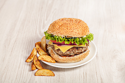 Fresh Burger Fast Lunch Meal Containing American Beef And Bun preview 4
