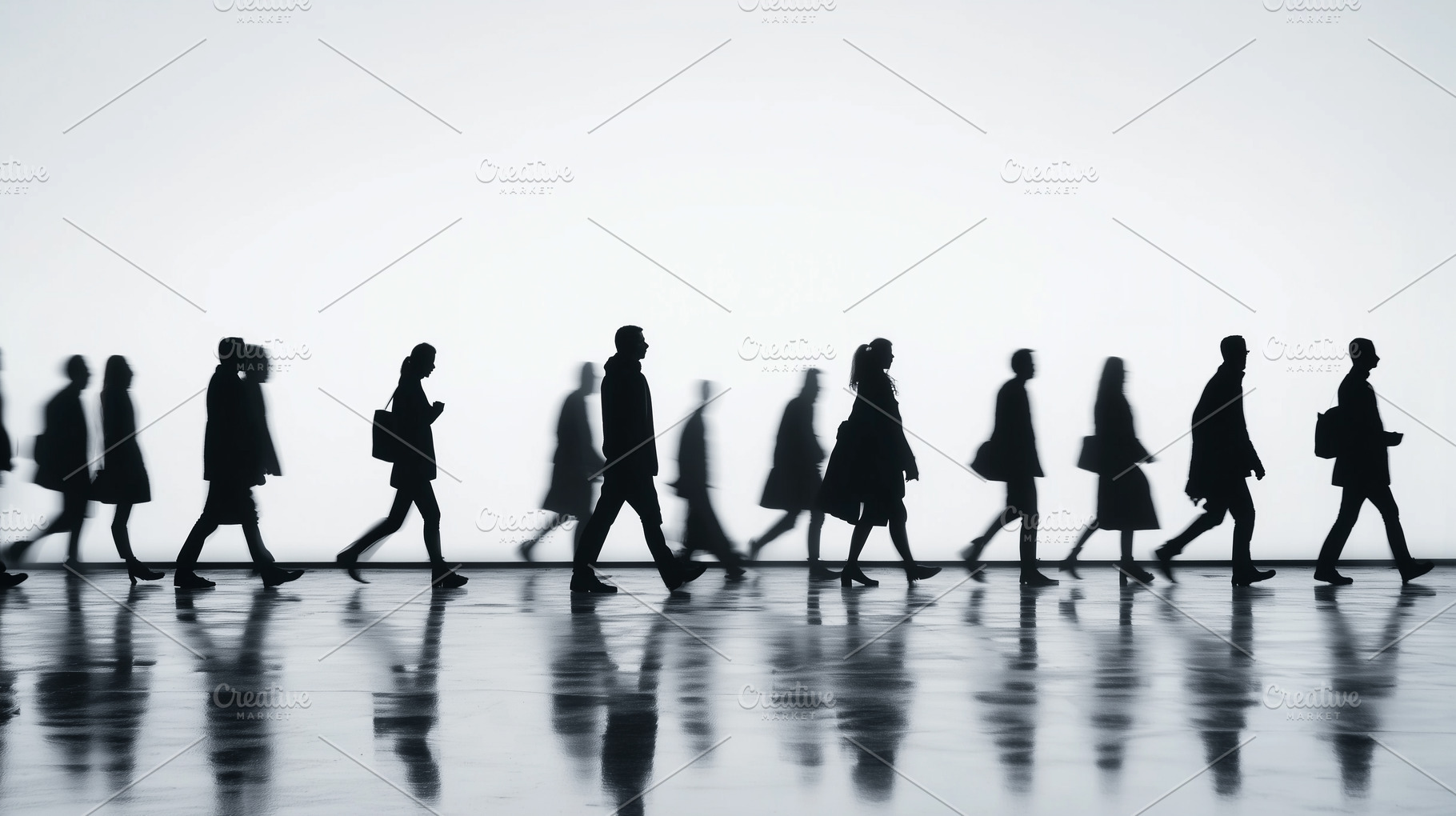 Blurred silhouettes of group people, a Person Photo by MistyDay