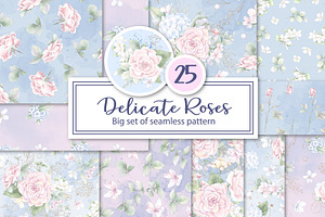 Delicate roses  flowers. Patterns