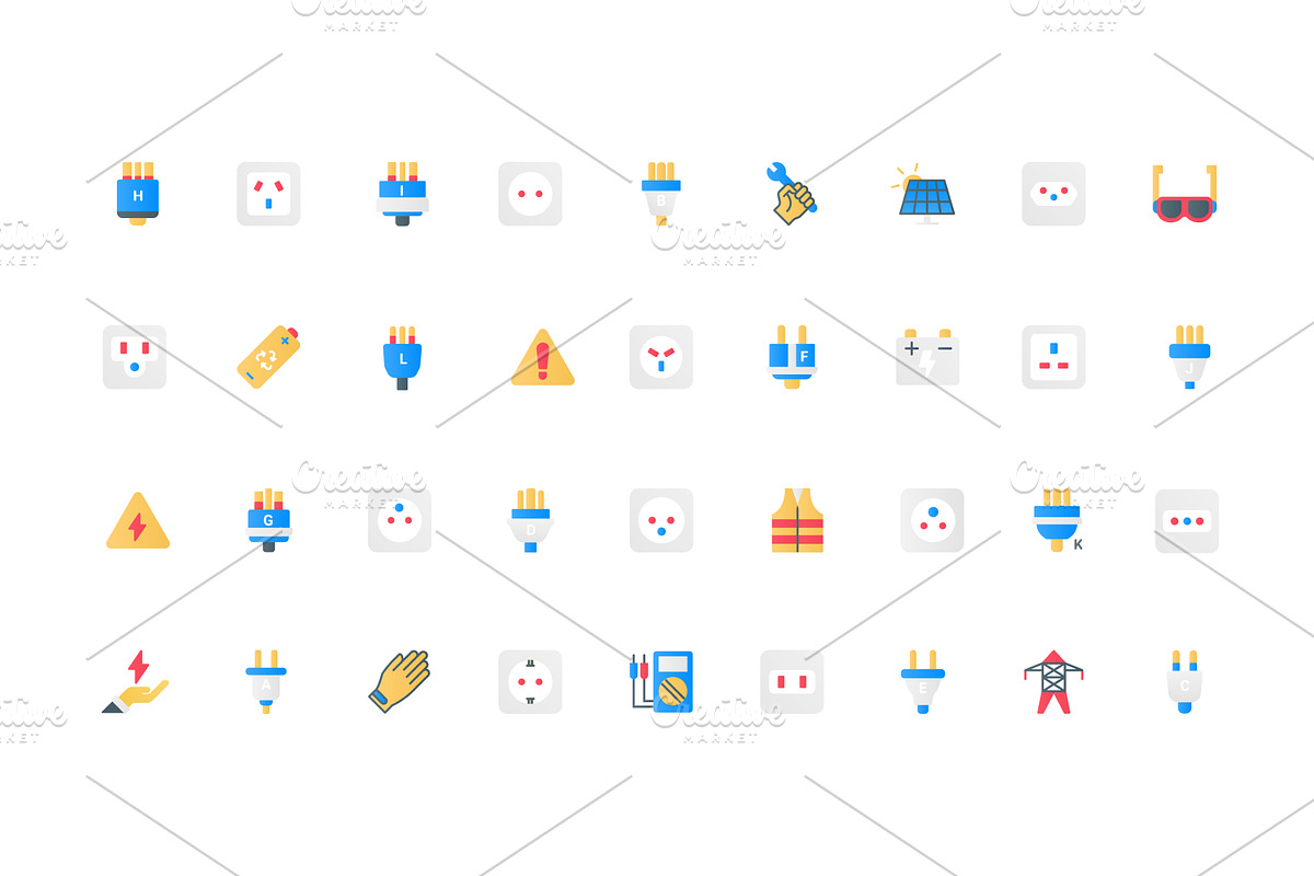 Types of international electrical, an Object Illustration by Lemberg Vector