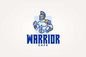 warrior holding a coffee icon logo, a Branding & Logo Template by Blazybone