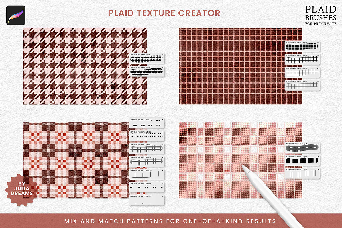 Plaid Effects Brushes Procreate, a Brush Add-On by Julia Dreams (Photo 4 of 6)