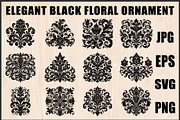 Baroque Black Floral Ornament Set, an Object Graphic by Designer_Momina (Thumbnail 1 of 13)