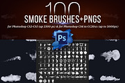 100 Photoshop Smoke Brushes + PNGs, a Brush Add-On by Creative Graphics (Thumbnail 1 of 8)