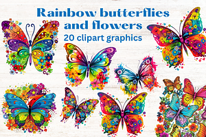 Rainbow Butterflies Clipart X20