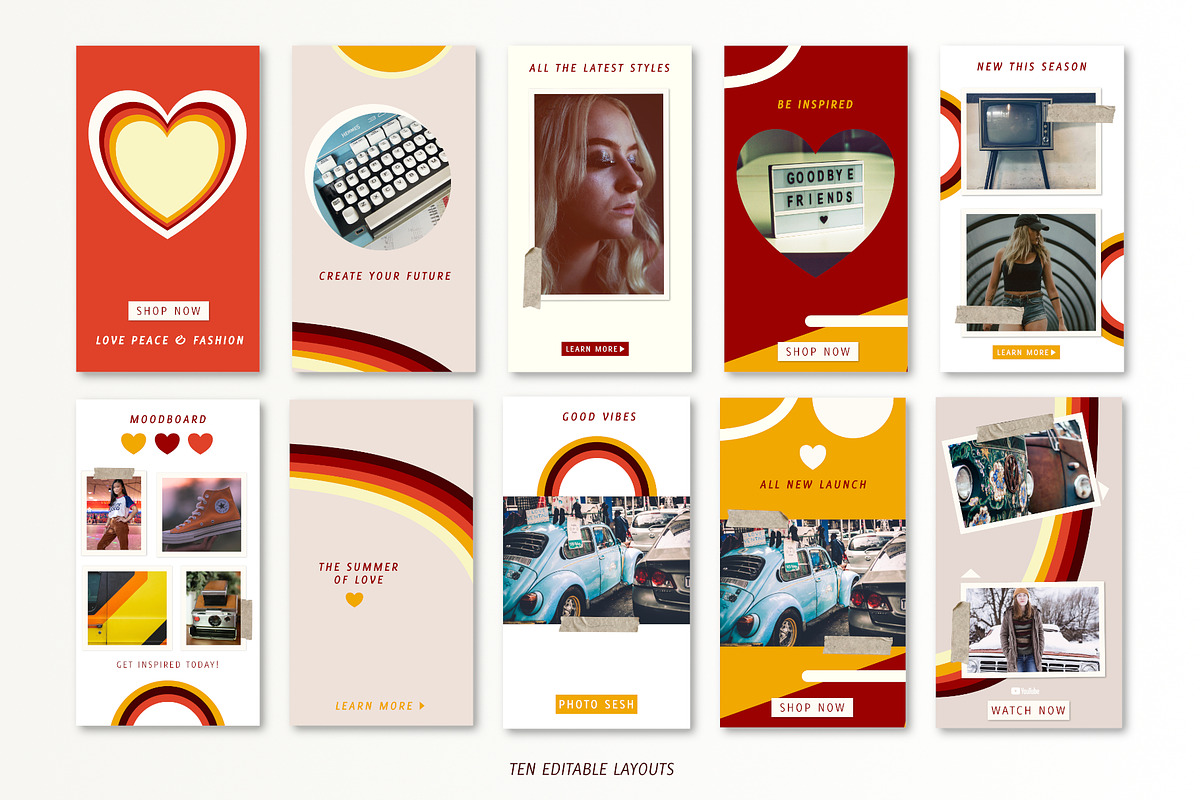 Retro 70s Instastories Template, a Social Media Template by Bella+Sophia Creative (Photo 3 of 6)