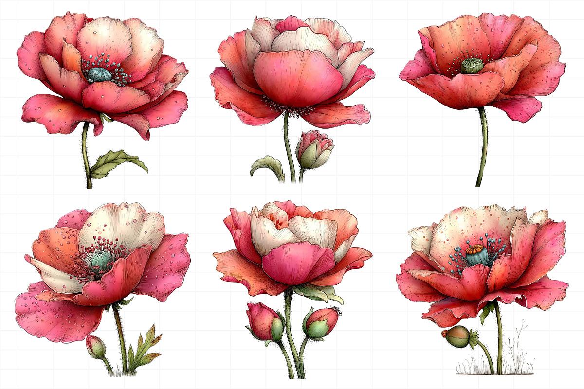 Whimsical Spring Poppy Flowers Clipa, an Illustration by Daily.Designs (Photo 4 of 8)