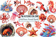 Red Ocean Animals Sublimation, an Illustration by Rose Art (Thumbnail 1 of 3)