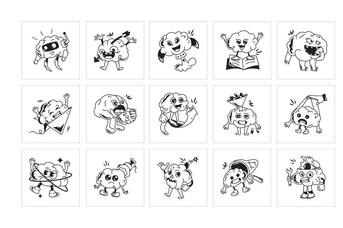 Cute Brain Icons, a Solid Icon by Prosymbols (Photo 6 of 6)