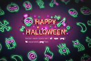 Halloween Neon Icons, an Outline Icon by Voysla's Shop (Thumbnail 1 of 6)