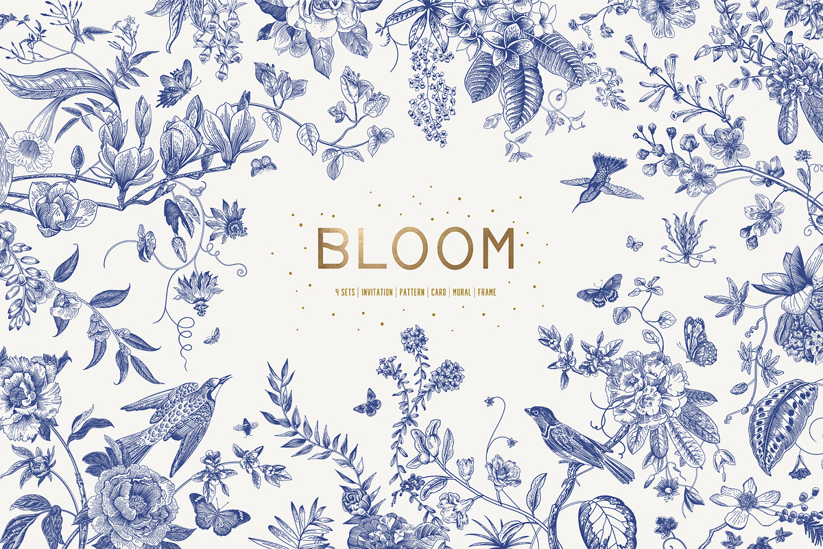 BLOOM. Chinoiserie inspired. B&W, a Decorative Illustration by olga.korneeva (Photo 1 of 11)