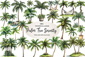 Palm Tree Serenity Clipart, an Illustration by CreationArt