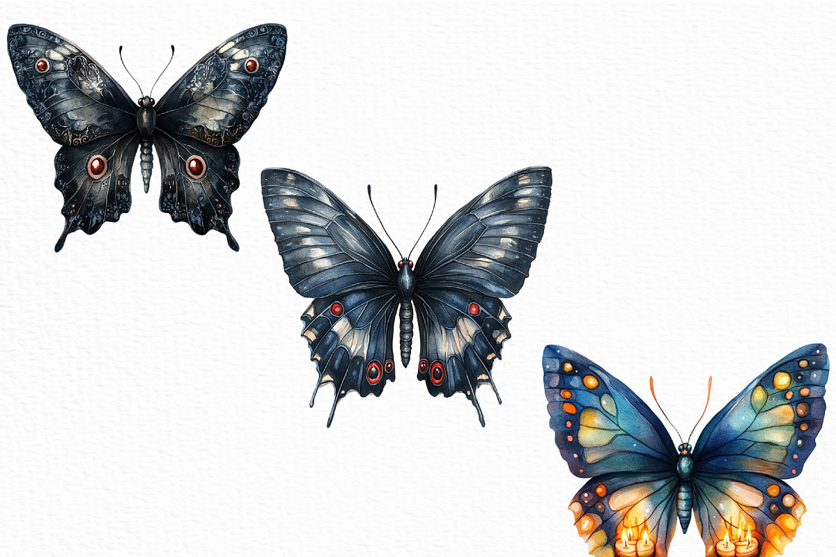 Watercolor Halloween Butterfly PNG, an Illustration by Craft Nest (Photo 5 of 6)