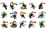 Watercolor toucan bird clipart, an Illustration by Designking (Thumbnail 2 of 5)