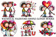 Whimsical Valentine Couple Clipart, an Illustration by OK Design (Thumbnail 2 of 6)