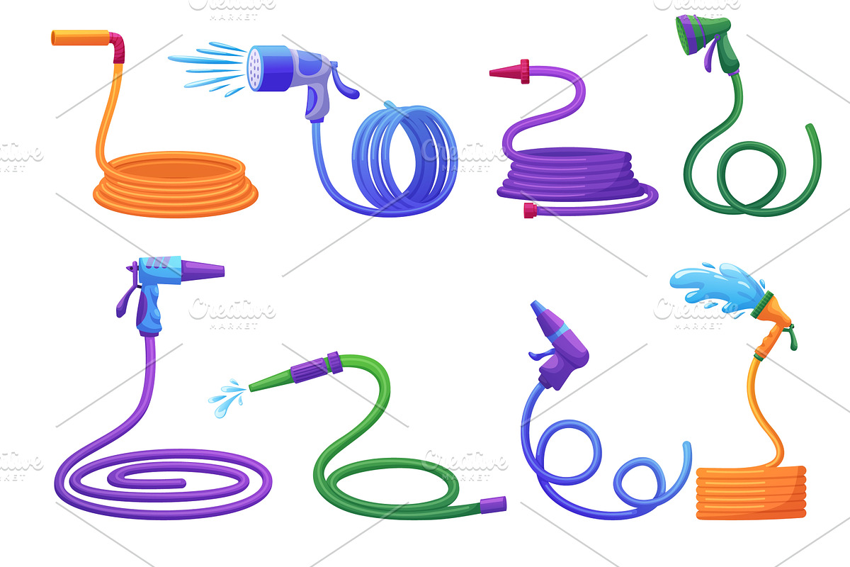 Watering hoses. Garden rubber hose, an Object Illustration by LadadikArt