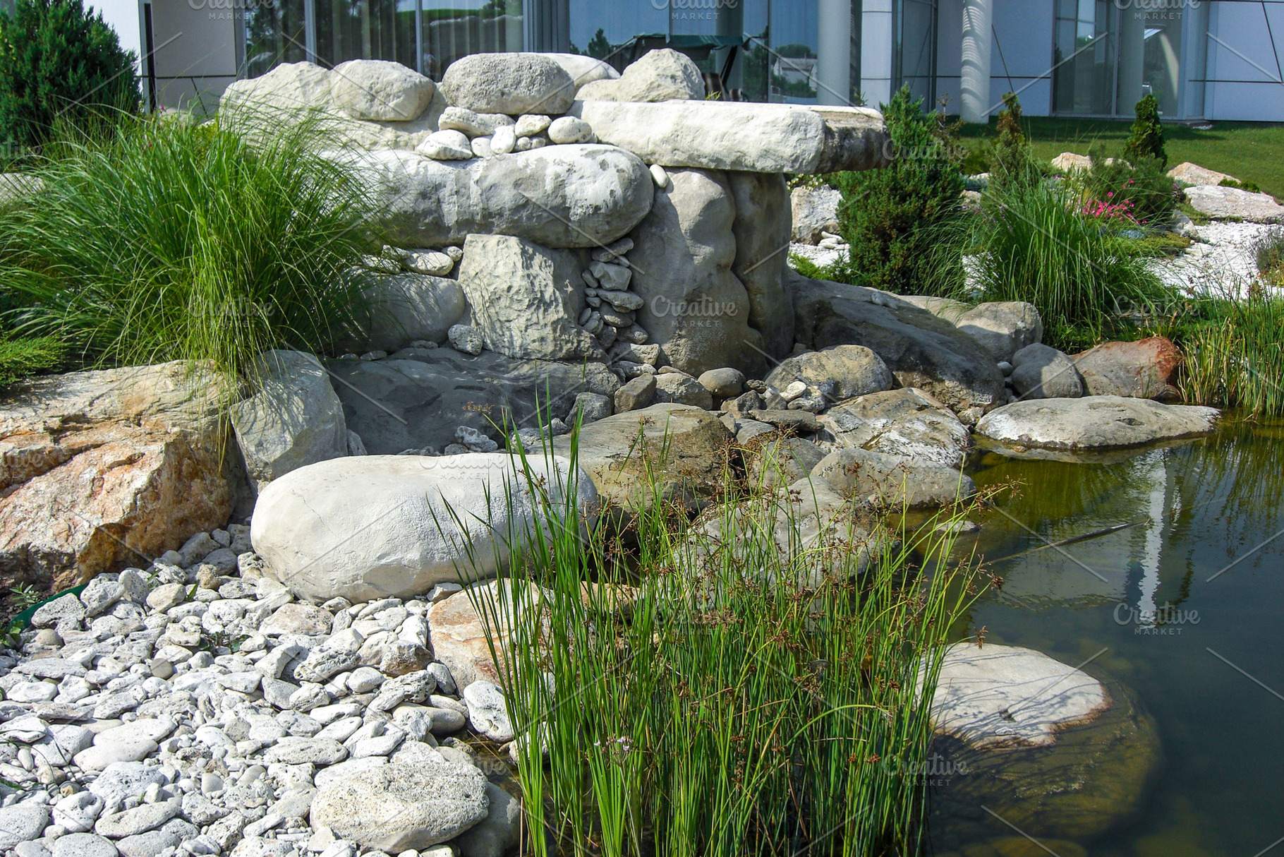 Natural stone waterfall stock photo containing natural and stone, an Architecture Photo by ThreeDiCube