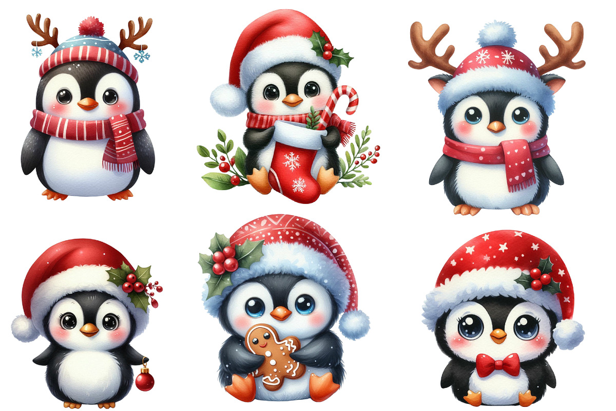 Christmas Funny Penguin Clipart, an Illustration by Designworld (Photo 4 of 6)