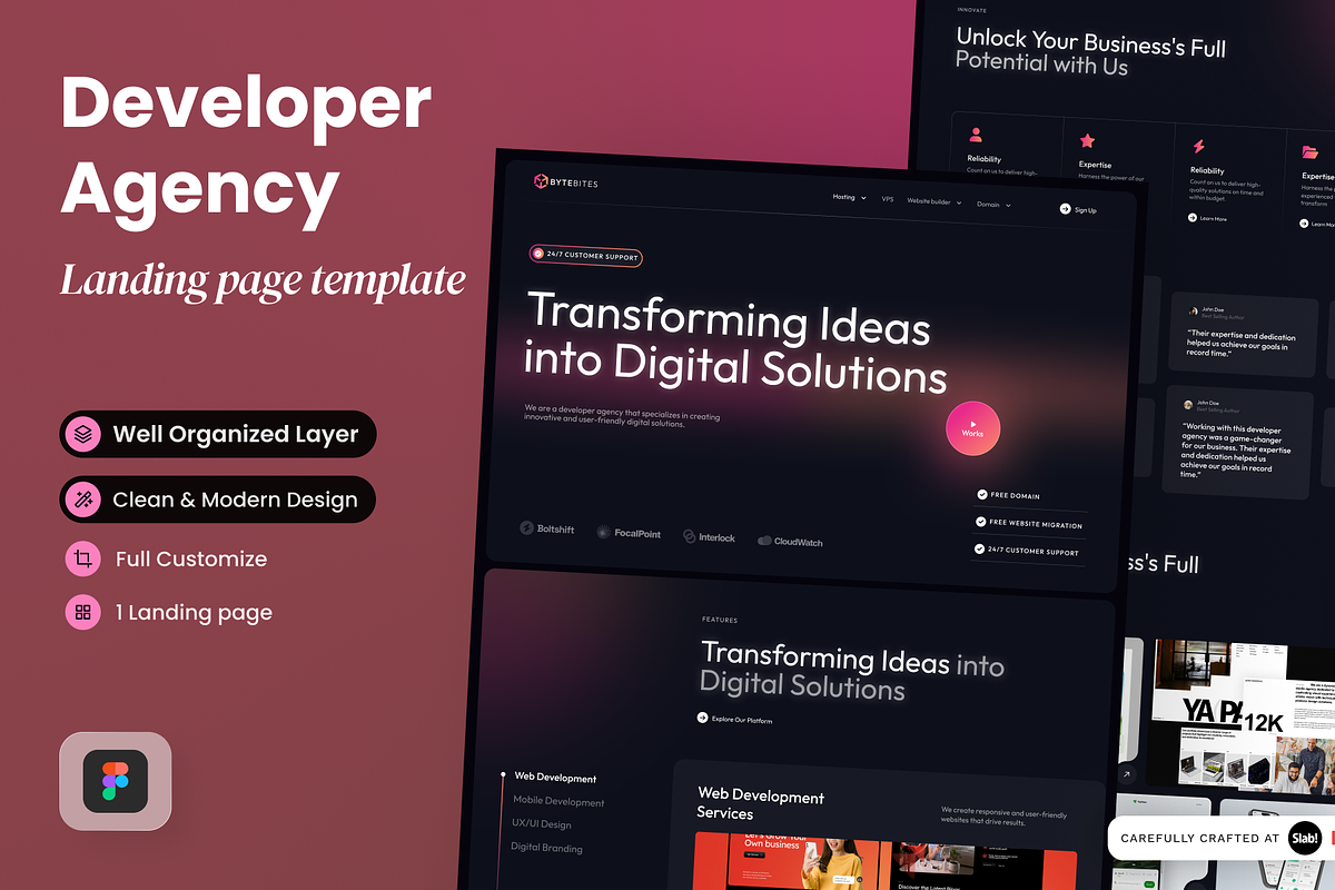 Developer Agency Landing Page, a Landing Page Template by SLAB! Design (Photo 1 of 3)