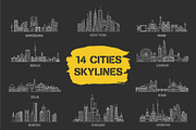 Collection of 14 cities skylines, an Illustration by GlebTagirov (Thumbnail 1 of 9)