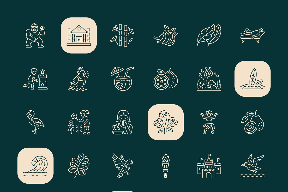 Tropical Icon Art Set, an Outline Icon by Prosymbols (Photo 7 of 8)
