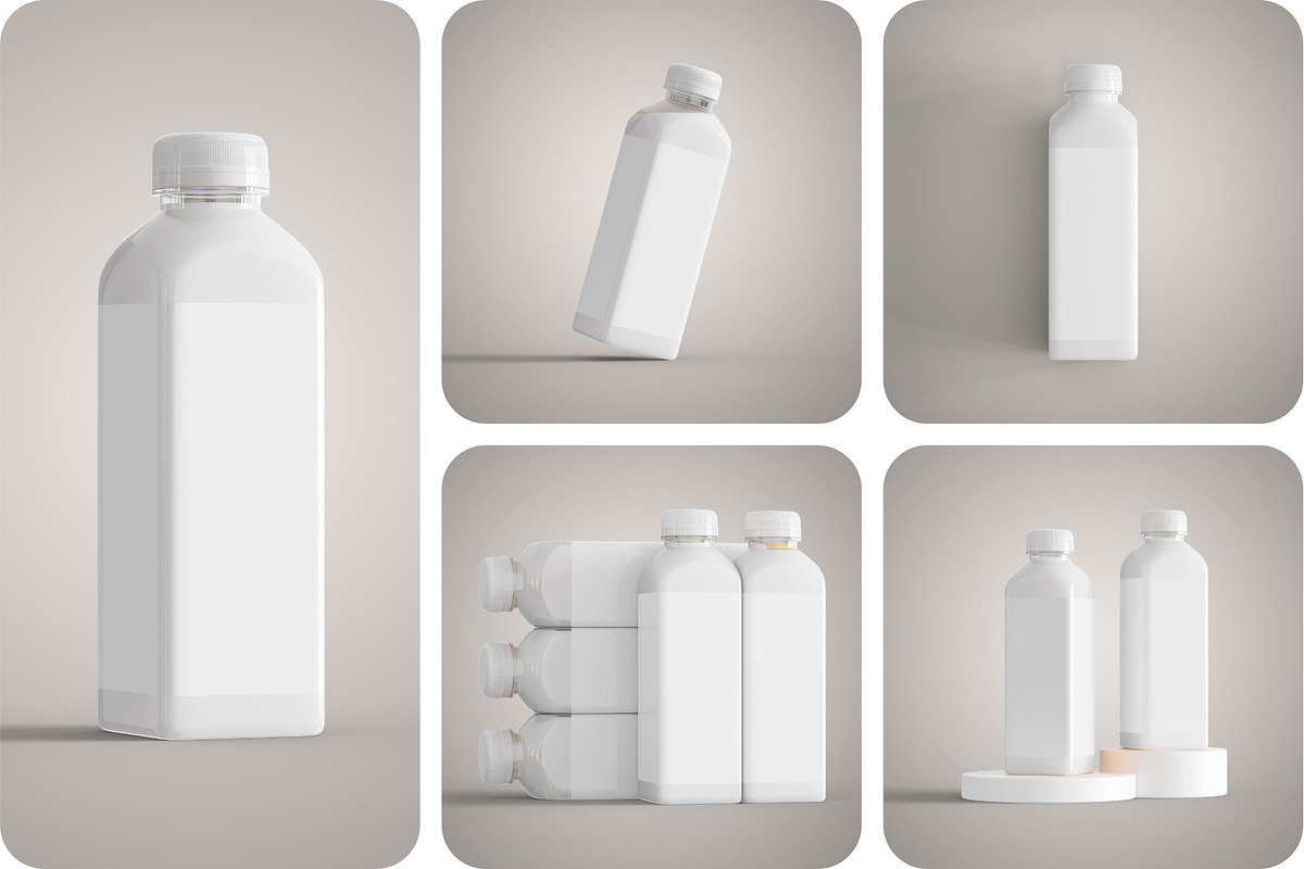 Square Juice Bottle Mockup - 5 PSD, a Packaging Mockup by Muhazdinata (Photo 7 of 7)