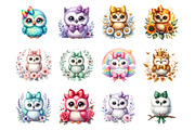 Watercolor Cute Baby Owl Clipart PNG, an Illustration by SinaCreation (Thumbnail 2 of 7)