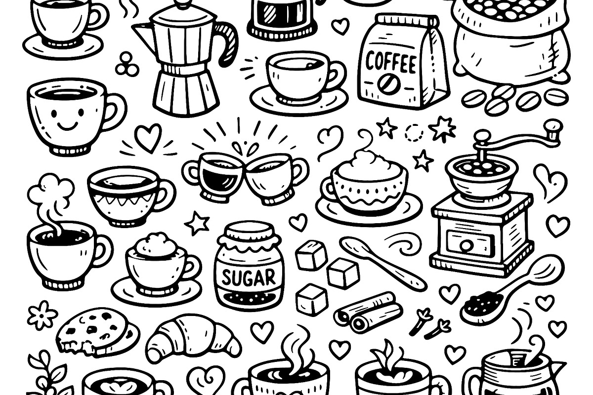 Cute doodle cartoon coffee shop, a Food Illustration by Voodz_shop (Photo 2 of 3)