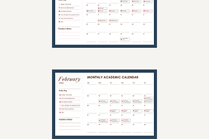 Monthly Academic Calendar