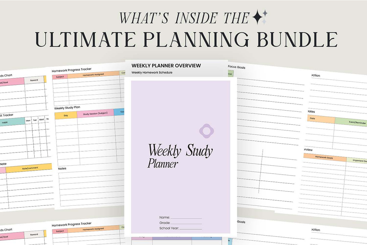Weekly Study Planner, a Presentation Template by Ahluva Studio (Photo 2 of 9)