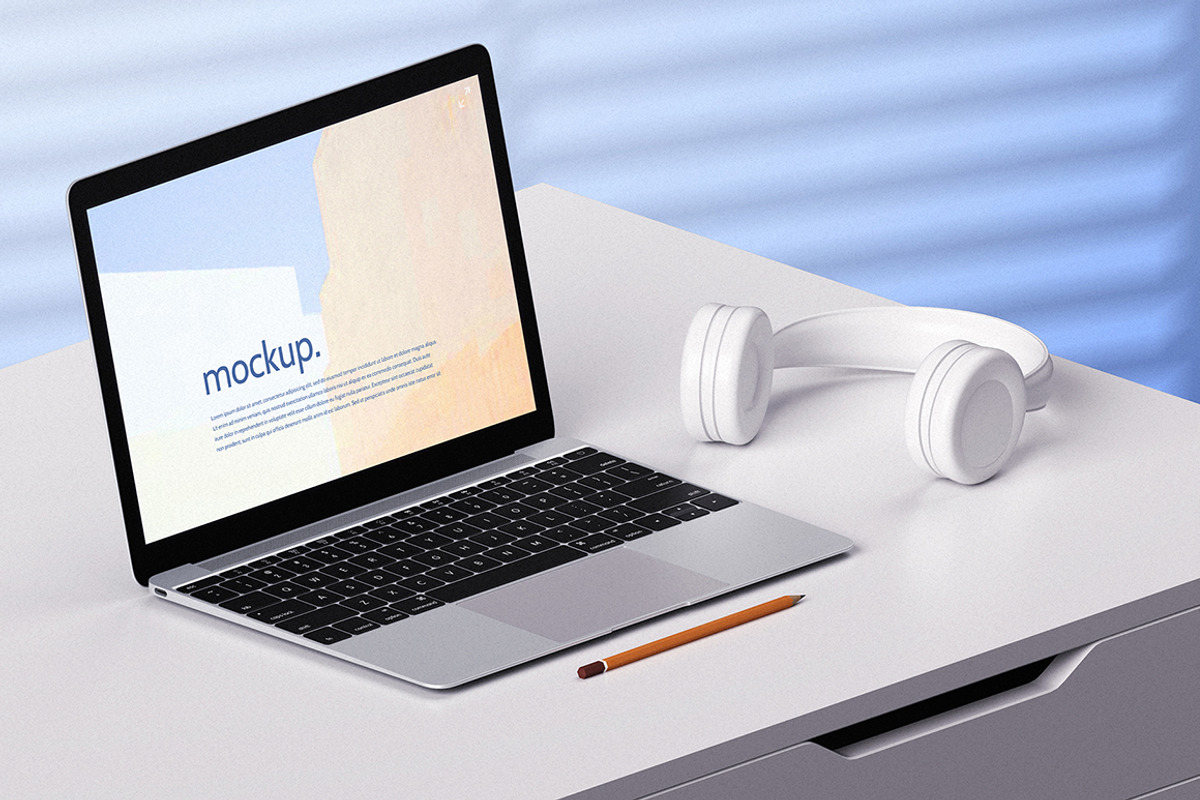 Laptop Office Concept Mockup Pack, a Mac Mockup by mocko (Photo 5 of 12)
