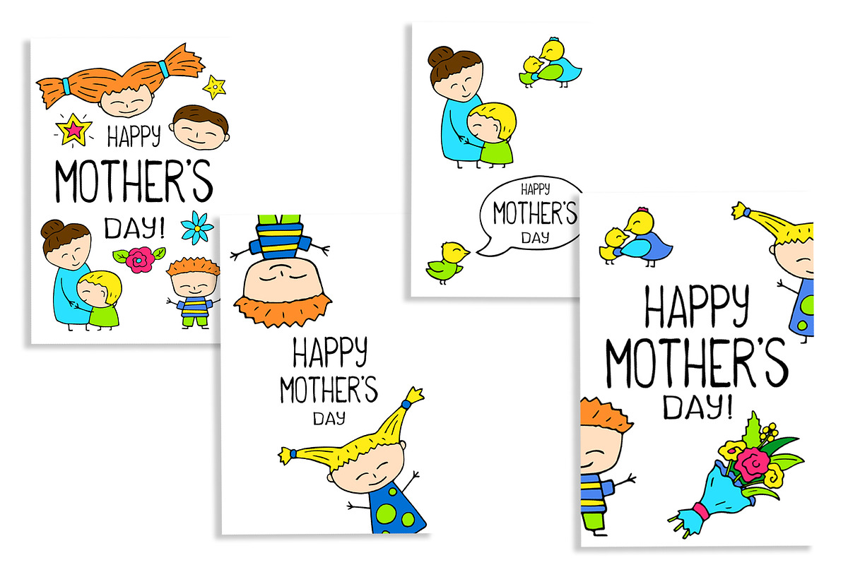 Happy Mother's Day Vector Set, a Person Illustration by RabbitAndPencil (Photo 3 of 3)