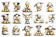 Whimsical Easter Farm Animal Clipart, an Illustration by Craft Nest (Thumbnail 5 of 11)