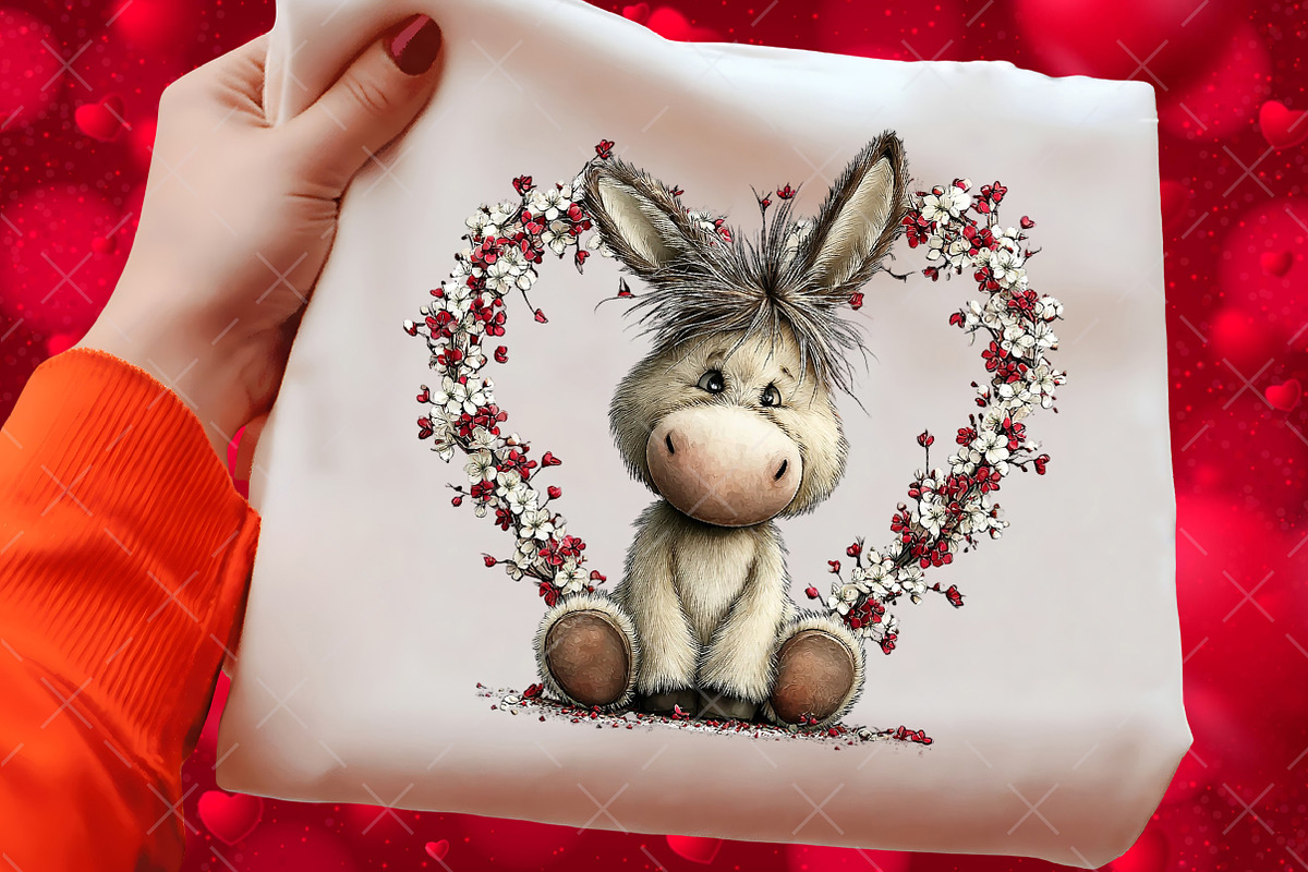 Whimsical Valentine Donkey Clipart, an Illustration by Craft Nest (Photo 8 of 11)