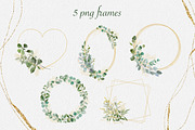 Greenery set, watercolor, gold line, a Decorative Illustration by mArtstore (Thumbnail 8 of 10)