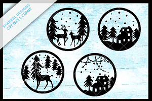 Christmas Snow Scenes for Ornaments 