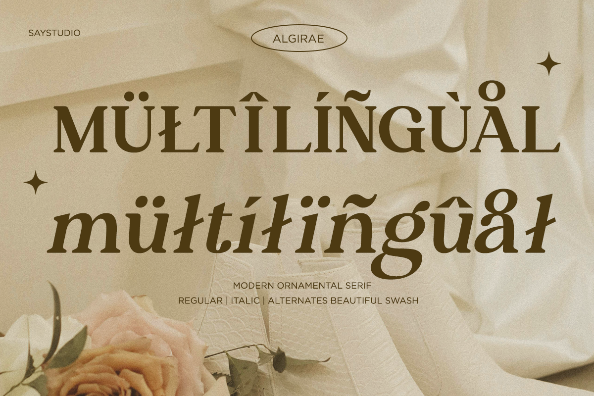 Algirae - Modern Ornamental Serif, a Serif Font by Say Studio (Photo 8 of 10)