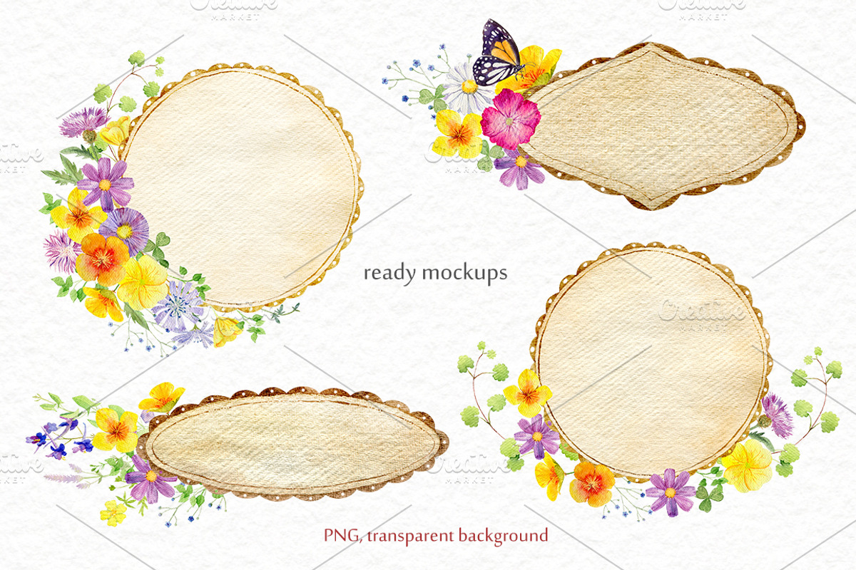 Wild flowers watercolor set, a Background Graphic by Elegantia (Photo 7 of 15)
