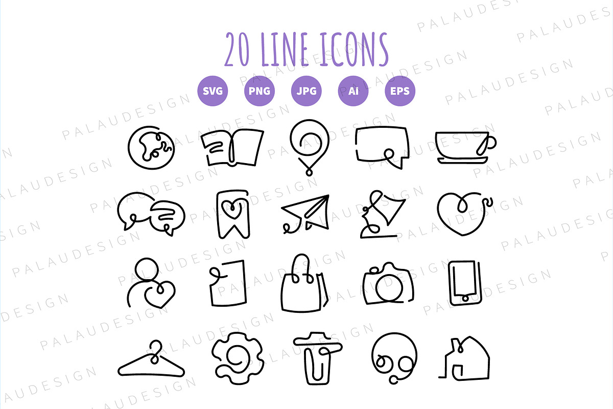 One Line Icon Set, an Outline Icon by Palau