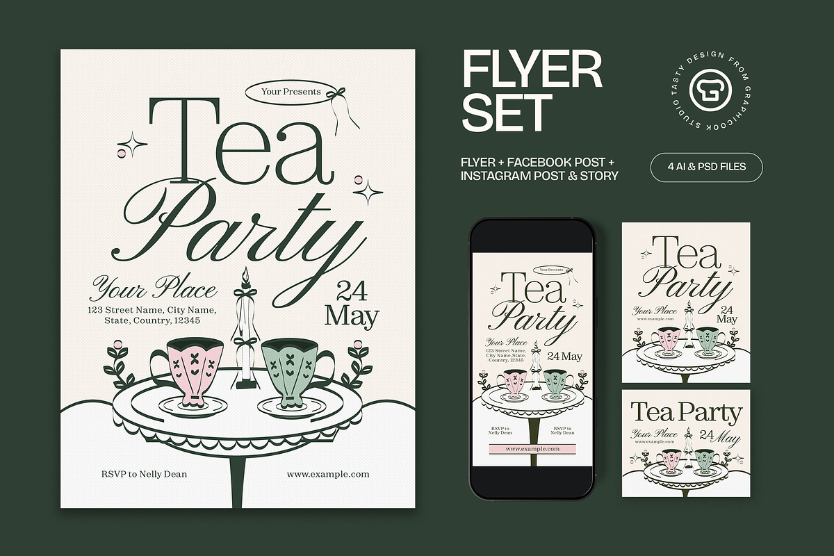 Tea Party Flyer, a Flyer Template by graphicook (Photo 1 of 3)