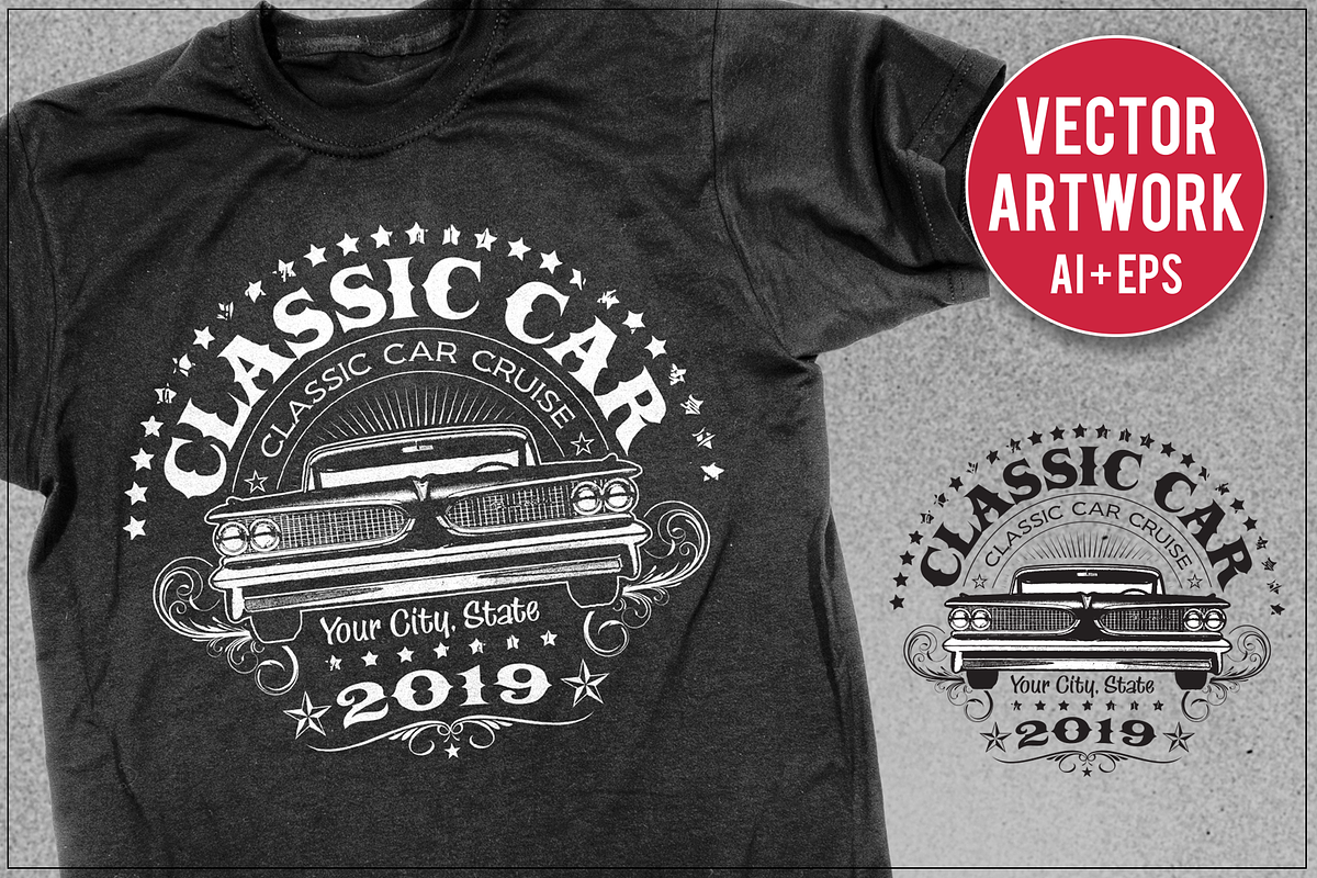 Classic Car T-Shirt / Poster Design, a Graphic by Tom Kolter Fun Shop (Photo 1 of 4)